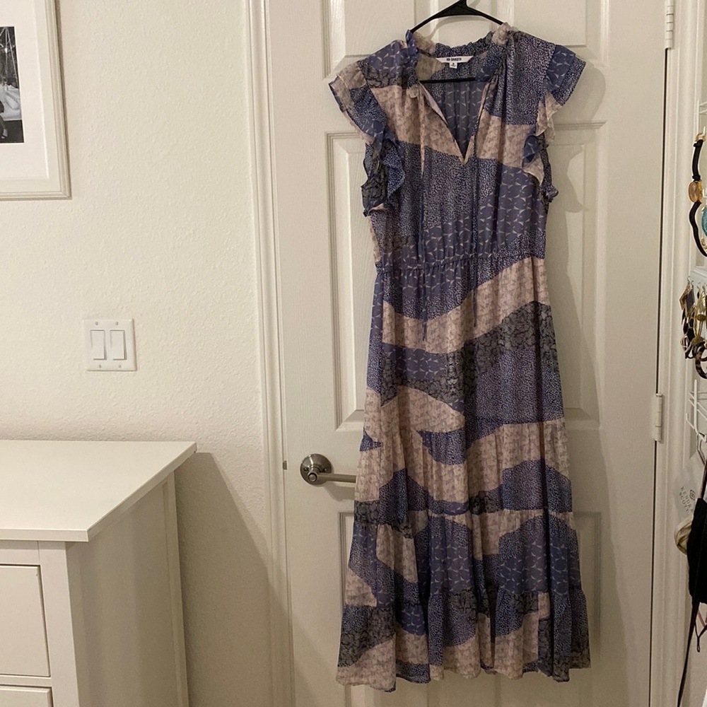 BB Dakota Blue and Cream Maxi Dress